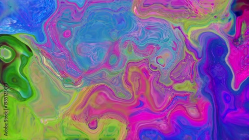 Vibrant psychedelic liquid motion with pink, green, and blue swirls. High-quality abstract fluid art background for creative digital projects, music videos, and modern motion graphics.