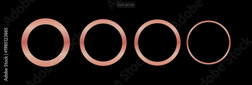 Brown rings glow softly against a stark black background