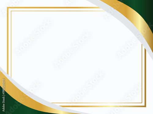 Elegant golden and green certificate border with a white copy space, perfect for award or recognition documents, showcasing prestige and achievement with a sophisticated design