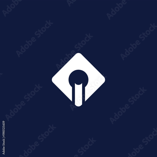 Minimalist White Graduation Cap Icon on Dark Blue Background.