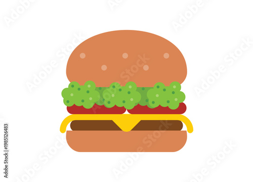 Burger simple flat illustration. Simple isolated and colored illustration.