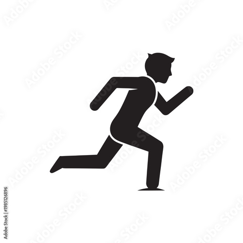Running Man Silhouette Fitness Exercise Sprint Jogging Athlete Motion Icon Isolated Transparent Background