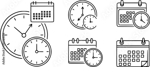 Calendar clock icon for web, design. Linear illustrations, editable strokes
vector silhouette illustration isolated on white background 
