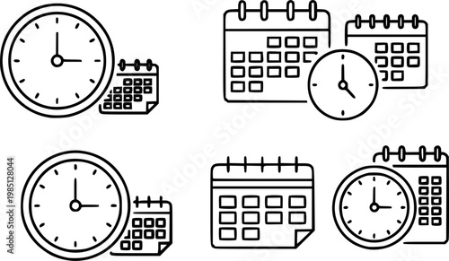 Calendar clock icon for web, design. Linear illustrations, editable strokes
vector silhouette illustration isolated on white background 