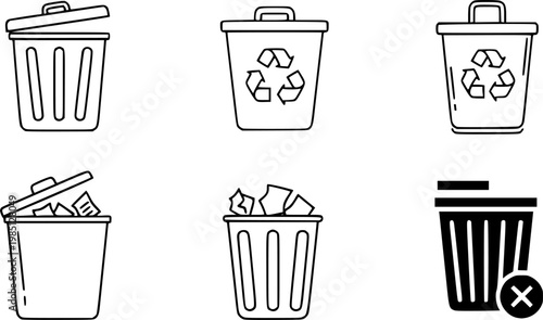 Trash icon for web, design. Linear illustrations, editable strokes
vector silhouette illustration isolated on white background 