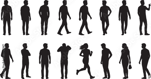 Canvastavla Human Figures Looking Back Silhouette Icon Set.