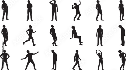 People Looking Upward Silhouette Vector Icons.