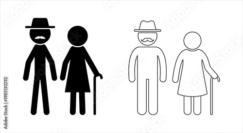 Iconic Representation of an Elderly Couple's Journey Together