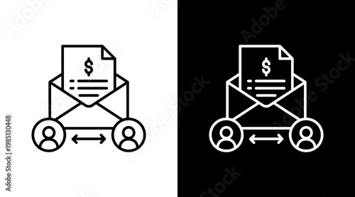 Revenue Share Outline White Icon Set Design