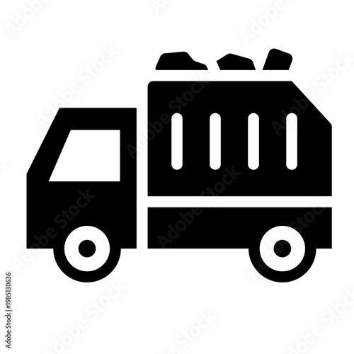 garbage truck glyph icon. waste transport. city cleanup. sanitation vehicle.