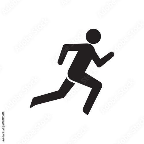Running Silhouette Icon Athlete Sprinting Figure for Fitness Sport Exercise and Health Concepts Isolated on Transparent Background
