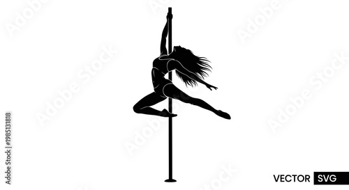 Silhouette Woman Pole Dancing Fitness