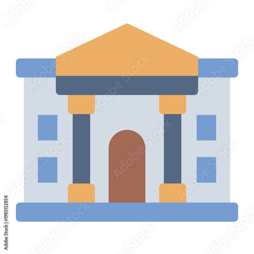 bank flat icon. financial building. money service. business district.