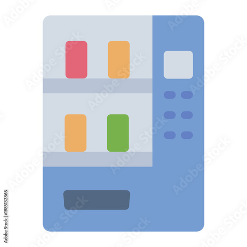 vending machine flat icon. snack dispenser. automated retail. public lobby.