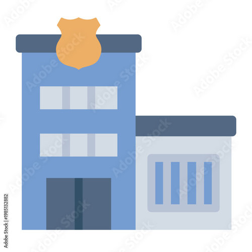 police flat icon. station building. public safety. law enforcement.
