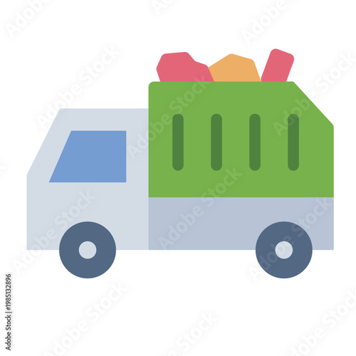 garbage truck flat icon. waste transport. city cleanup. sanitation vehicle.