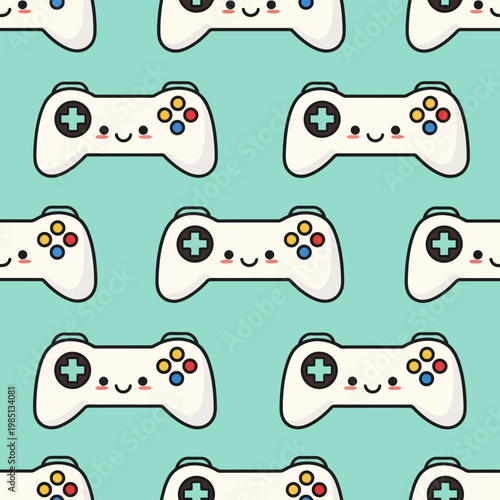 Cute Kawaii Video Game Controller Pattern.