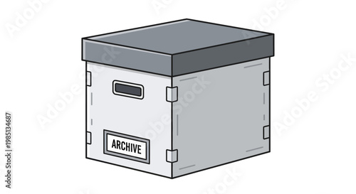 Grey Metal Archive Storage Box Container.