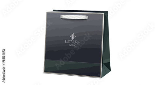 Black Shopping Bag with Handle and Logo.