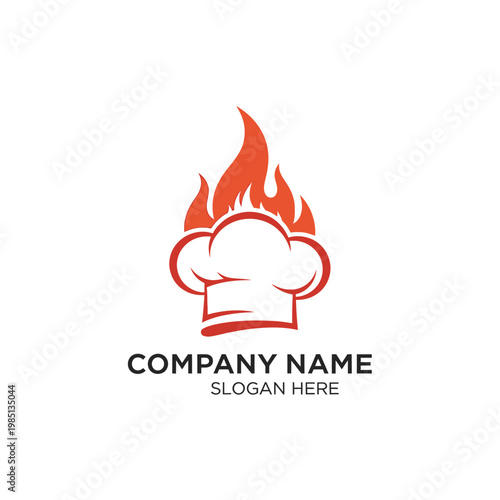 Chef Hat With Flames Logo Design.