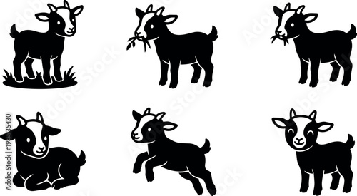 Cute baby goats in different poses