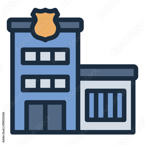 police filled line icon. station building. public safety. law enforcement.