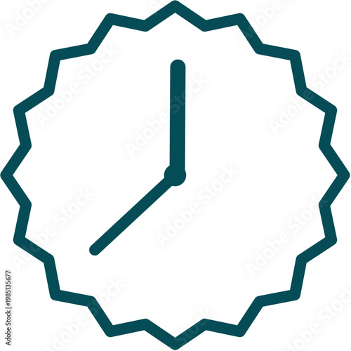Modern Teal Clock Icon with Jagged Edge for Time Management