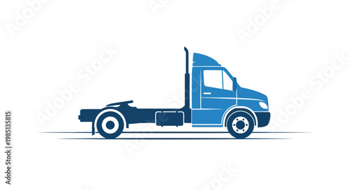 Blue Semi-Truck Cab Vector Illustration - Freight Transport Icon