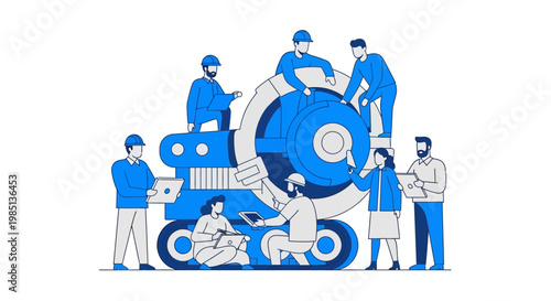 People Working on Large Gear.