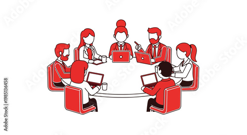 Business people in meeting discussion.
