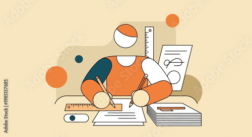 Person sitting at desk writing.