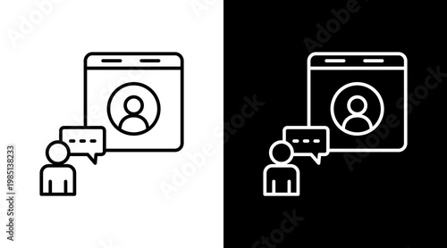 User Comment Outline White Icon Set Design
