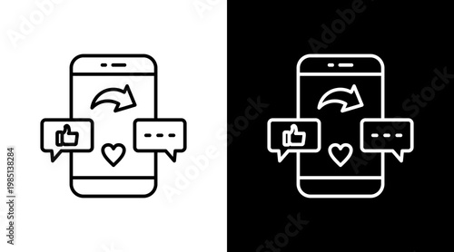 Feedback Chat Outline White Icon Set Design