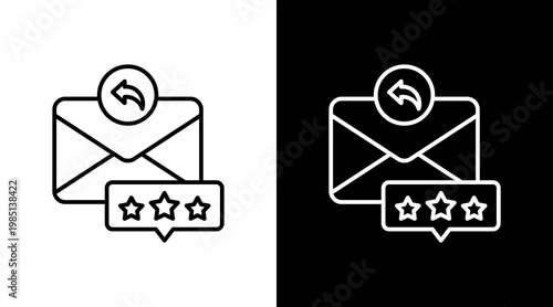 Feedback Mail Outline White Icon Set Design