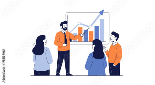 Business people discussing a graph chart.