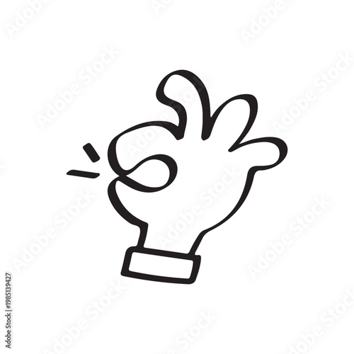 Hand making ok sign gesture doodle