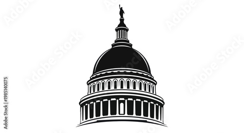 United States Capitol Building Dome Silhouette, Government Landmark, Washington DC