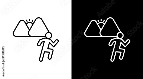 Morning Jog Outline White Icon Set Design