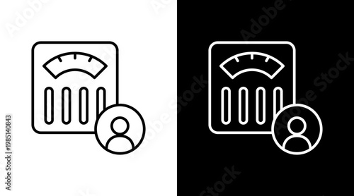 Weight Scale Outline White Icon Set Design