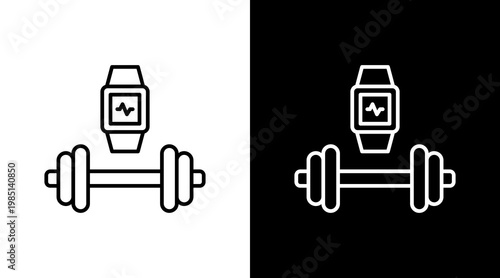 Fitness Tracker Outline White Icon Set Design
