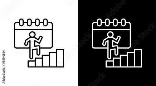 Daily Steps Outline White Icon Set Design