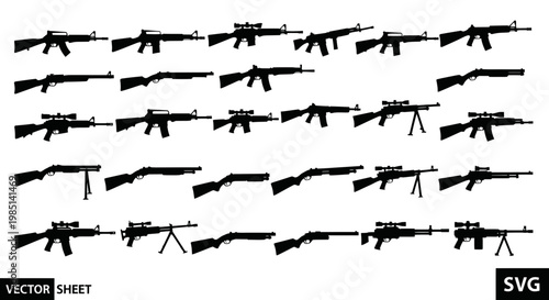 Assorted Firearm Silhouettes Collection - Vector Graphics