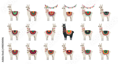 Cute Llamas Collection: Festive & Colorful Andean Animals