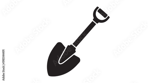 Shovel Silhouette Digging Tool Gardening Construction Equipment Icon Flat Vector Isolated on Transparent Background