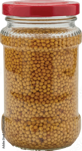 glass jar of preserved peas