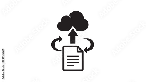 Cloud Storage Icon Upload Document Data Backup Vector on Transparent Background