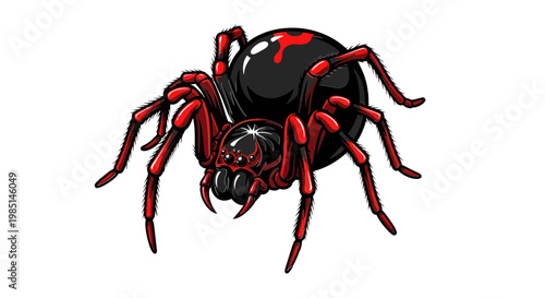 Black widow spider illustration, isolated on white background