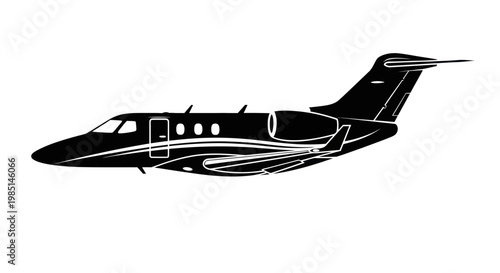 Sleek Private Jet Silhouette - Modern Aviation Design