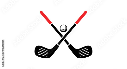 Crossed Golf Clubs and Ball on White Background - Sport Icon