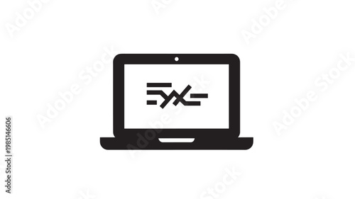 Laptop Icon with FX Logo Forex Trading Technology Concept Isolated Vector on Transparent Background